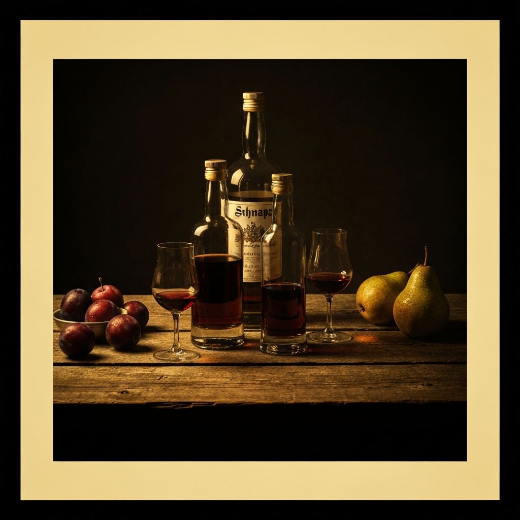 Traditioneller deutscher Schnaps in rustikaler Atmosphare